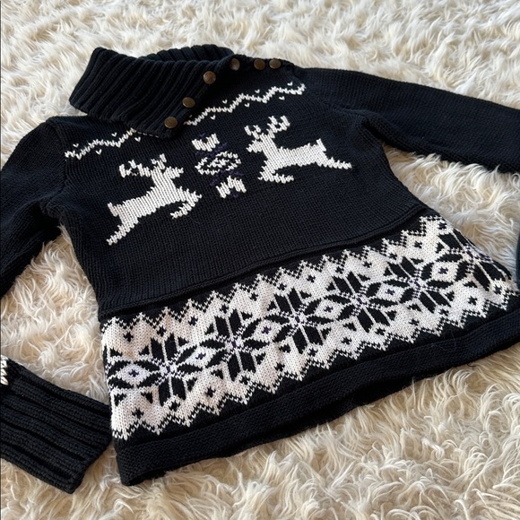 Ralph Lauren little girls black cotton deer snowflake  sweater Medium 8/10 - Picture 4 of 13